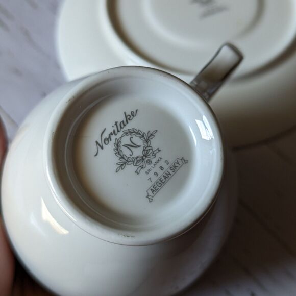 Noritake AEGEAN SKY Footed Coffee Tea Cup and Saucer 7982 - Picture 5 of 7
